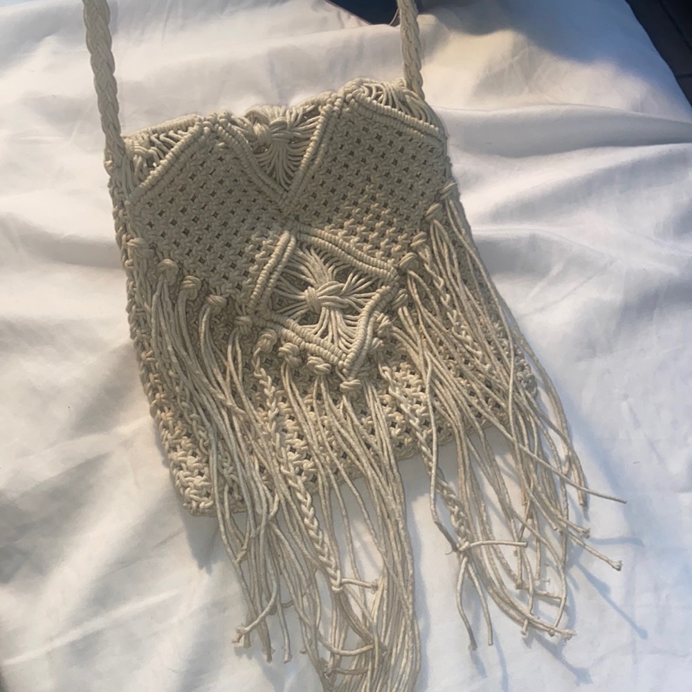 Boho knit crossbody bag